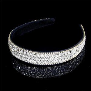 Silver Headband Women Girls Fashion with Rhinestones, Crystal Bling Sparkly